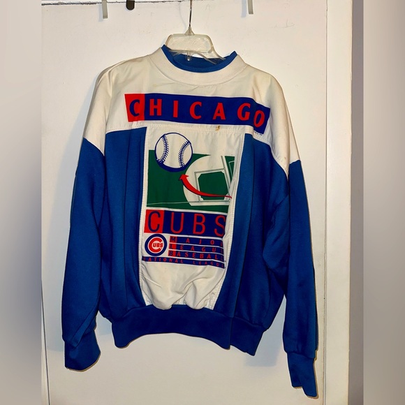 Vintage Chicago Cubs Blue and White Sweater